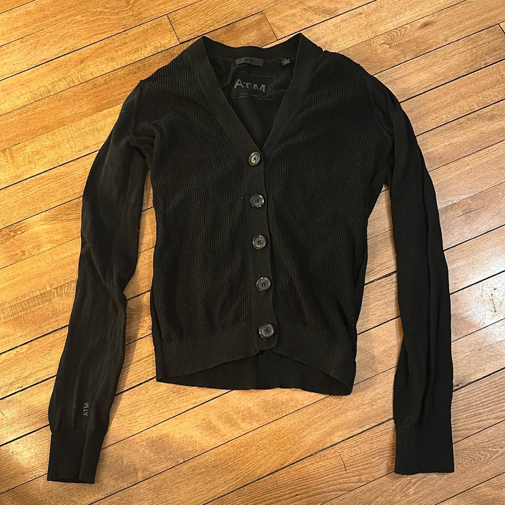 EUC ATM Anthony Thomas Melilla Black Ribbed Cardigan SZ S